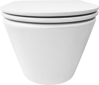 Wiesbaden Vesta wandcloset rimless met Flatline toiletzitting softclose en quick release mat wit