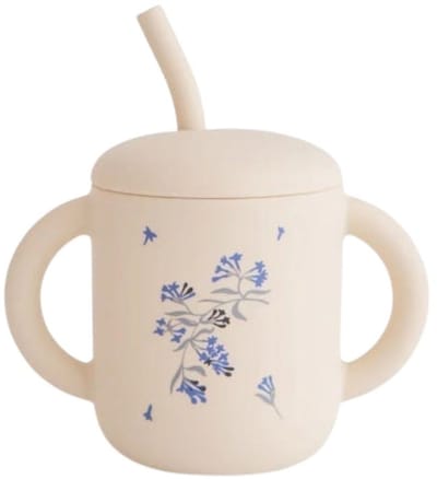 Mushie Training Drinkbeker met Rietje Lilac Flowers