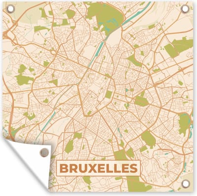 Tuindoek Kaart - Brussel - Brussel - Plattegrond - Stadskaart - 100x100 cm