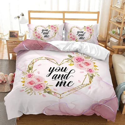 Custom Naam Geliefde Beddengoed Set, Koppel Dekbedovertrek Kamer Decoratie, Romantisch Cadeau Dekbedovertrek Gepersonaliseerde Dekbedovertrek Kussensloop EU single(135x200cm)
