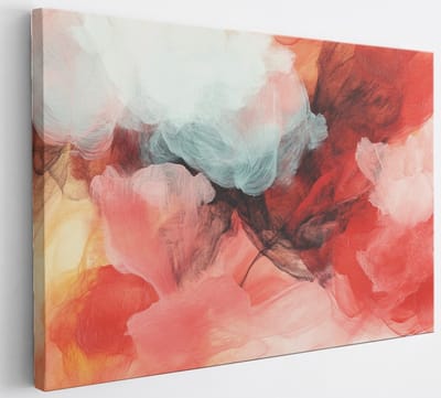Saammp Canvas Schilderij - Rood Wit - Abstract kunstwerk - 30x20 - Foto op canvas - Wanddecoratie - Muurdecoratie Woonkamer - Slaapkamer decoratie - Canvas Print