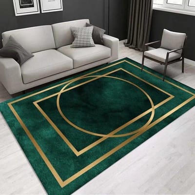Luxe Moderne Geometrische Woonkamer Tapijten Huisdecoratie Goudgroene Kleden voor Slaapkamer Wasbare Pluizige Grote Oppervlaktemat Bedzijde 100*160cm