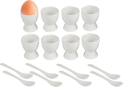 Urban Living Eierdopjes Blanche - set van 8x - keramiek - wit - 5x6 cm - voor ontbijt/brunch/pasen