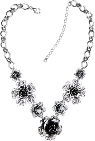 Behave - Schakelketting met bloemen en pareltjes 42,5 cm - Nikkelvrij - Mode-accessoire