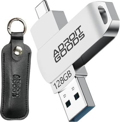 AdroitGoods USB-A/USB-C stick met hoes – 128GB – USB 3.1/10Gbps – Metaal – Premium Opslag - zilver