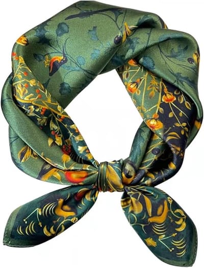 Sjaal - 1stuk - Kleine vierkante sjaal - zijden sjaal - vierkante sjaal - dunne sjaal - moerbeizijde - 53×53 cm - veelzijdige zijden sjaal - zijden halsdoek - bedrukte hoofddoek - groen bos - groen