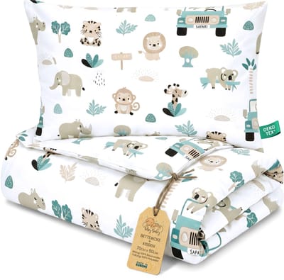 Kinder dekbed zonder hoes 50x70 cm - Katoenen baby deken en kussen set kinderdeken 50 x 70 en kussen 40 x 35 - Dekbedden kinderdekbed voor babybed Oeko-Tex Afrika