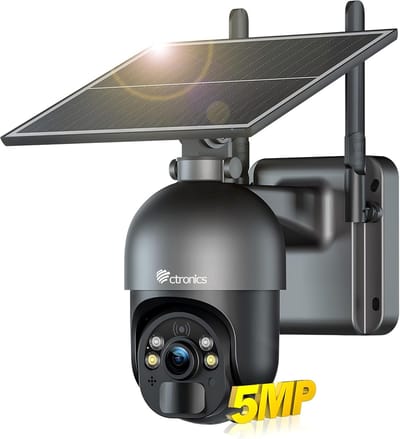 Draadloze 5MP Buitenbeveiligingscamera op Zonne-energie met Kleuren Nachtzicht en Alarm