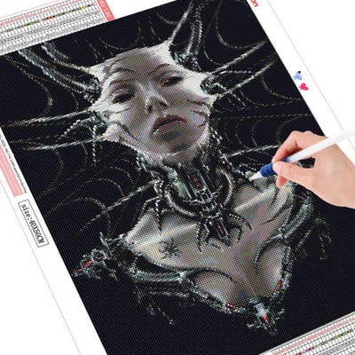 Peinture de diamant 5D de beauté de mosaïque de diamant de Portrait de broderie de diamant rond complet 20X30 gray