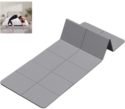 Opvouwbare Yogamat - Antislip Trainingsmat - Opvouwbare Vloermat voor Training - voor Yoga, Meditatie, Pilates, Gymnastiek & Home Gym - grijs - 183×80×0.6cm