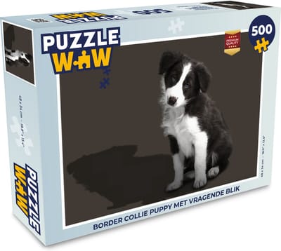 Puzzel Border collie puppy met vragende blik - Legpuzzel - Puzzel 500 stukjes