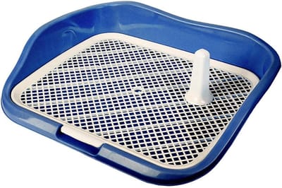 Honden Toiletbak - Plasbak Hond - Zindelijkheidstraining - Met Plaspaal - 55 x 46 x 11 cm - Grijs