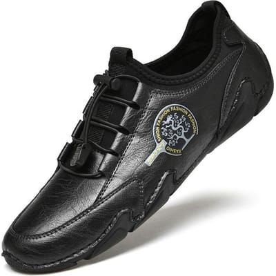 Herenschoenen Herfst Nieuw plus Size Casual Echt Leer Instapper Veelzijdig Rijboard Schoenen Heren Mode Schoenen 46 black