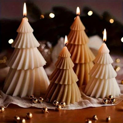 Nieuwe Origami Vouwwaaier Vormige Siliconen Kaarsmal, DIY Geometrische Roterende Kerstboom Kaars & Aromatherapie Mal, Vintage Franse Stijl Rode Kaarsmal S wit