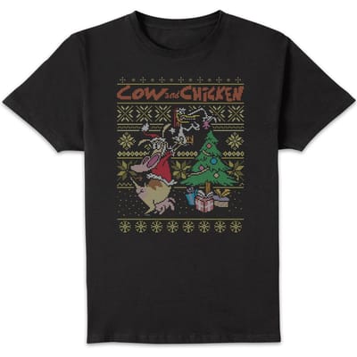Cow and Chicken Cow And Chicken Kerstmis T-Shirt - Zwart - XL