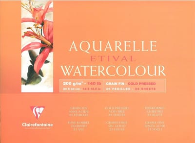 Aquarelblok Wit 300g Fijnkorrelig 100% Cellulose 10 Vellen 30x40 cm Werken