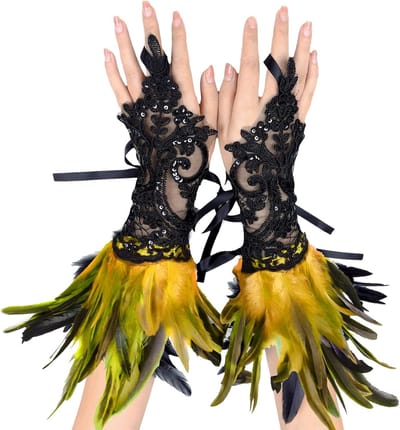 Feather Cuffs en Armband met Veren voor Halloween, Carnaval en Gothic Dress Party - Decoratieve Veren Mouwen en Kostuumaccessoires