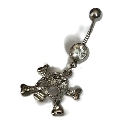Aramat Jewels | Piercings | Stalen Skull Navelpiercing doodskop | | | |12mm | Staal | Volwassenen | Verkleurd niet