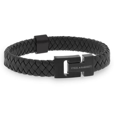STEEL & BARNETT - Leren Armband Heren - Harrison - Zwart - Maat S