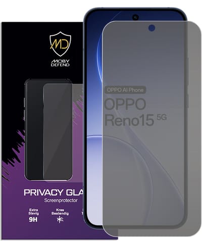 MobyDefend Screenprotector - Geschikt voor Oppo Reno15 - HD Privacy Glass Screensaver