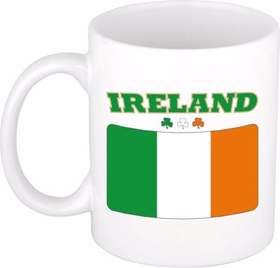 Koffiemok met vlag van Ierland - Ierse vlag - 300 ml - supporters - keramiek - bedrukt