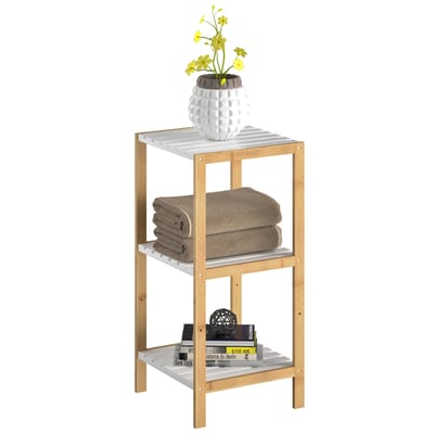 Casaria Badkamermeubel - Bamboe - 3 planken - 80 x 34 x 33cm - Wit