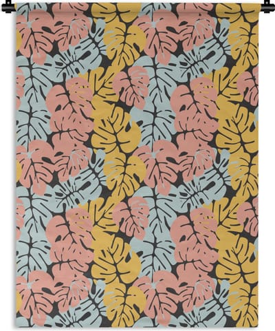 Wandkleed - Wanddoek - Monstera - Hawaii - Design - Pastel - 150x200 cm - Wandtapijt