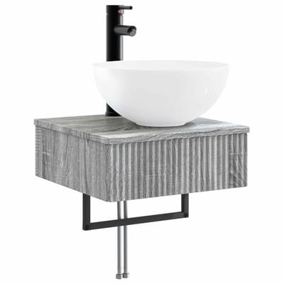 vidaXL - Wandgemonteerde - wastafel - Grijs - Sonoma - 40 - x - 41 - x - 40,5 - cm