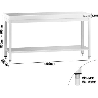 GGM Gastro Edelstahl Arbeitstisch PREMIUM - 1800x800mm - mit Grundboden Zilver