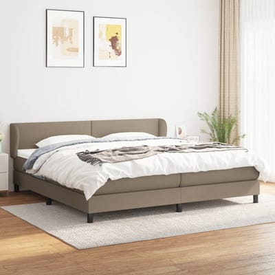 vidaXL - Boxspring - met - matras - stof - taupe - 200x200 - cm