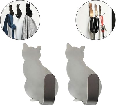 Katten haakjes - Katten Handdoekhaakje - Handdoek haak - Kattenhaak - Haakjes - 4 stuks - Wandhaak - Muurhaak - Zilver - Handdoek ophangen - CHPN