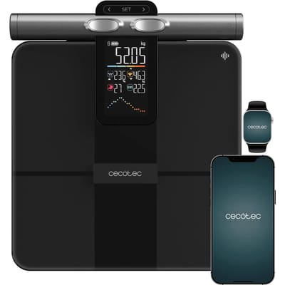 Cecotec Báscula de Baño Inteligente con App Surface Precision HealthySmart Pro. Tecnología BIA, 25 Parámetros, Pantalla LCD