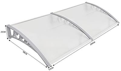 Voordeur Luifel met UV-bescherming tegen Regen en Sneeuw - Polycarbonaat Schaduw voor Deurluifel (100 * 200CM)