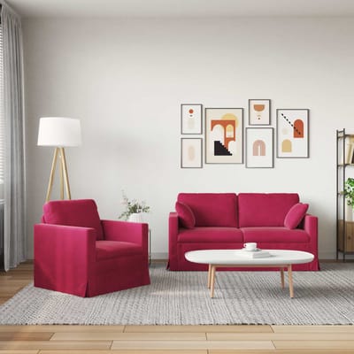 vidaXL Bankstel 2 pcs Wijnrood 158 x 78 x 80 cm Fluweel