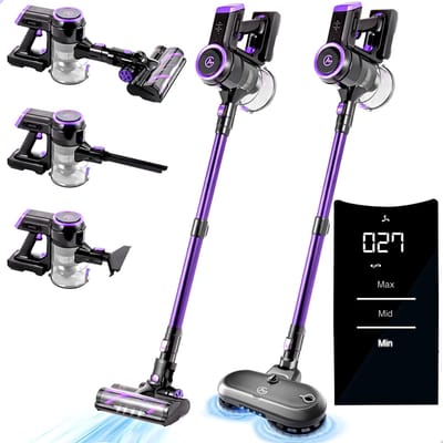 AG4200+ Steelstofzuiger Draadloos – Met Dweilfunctie 2 in 1 – Deep Purple – Krachtige Stofzuiger Zonder Zak – Geschikt voor Dierenharen – Compact & Lichtgewicht Kruimeldief