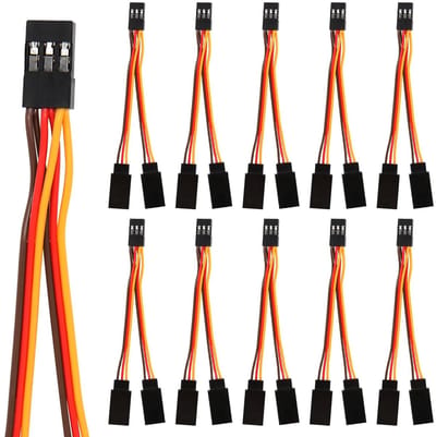 10 stuks Y-kabels voor servo-verlenging, 1 vrouwelijke naar 2 mannelijke connectoren, ideaal voor RC-auto's, drones, boten en vliegtuigen, 11 cm 26AWG-verlengkabels voor optimale prestaties