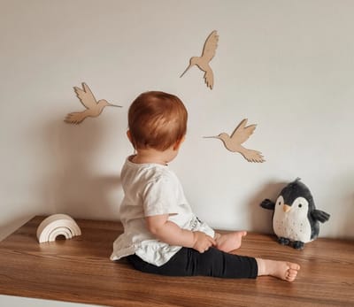 Houten muurdecoratie kolibrie: lentevogelhangers, set van 3/babykamer/kinderkamer/ wanddecoratie/ decoratie voor kinderkamer/ babykamer