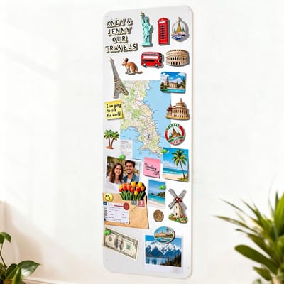 Magneetbord - Wit - 30 x 70 cm - Sterke Magneetkracht - Voor Reisliefhebbers