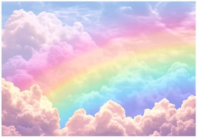 WALLARENA - Fotobehang - 150x105 cm - fotobehang voor kinderen met een regenboog en wolken voor de kinderkamer van vliesbehang