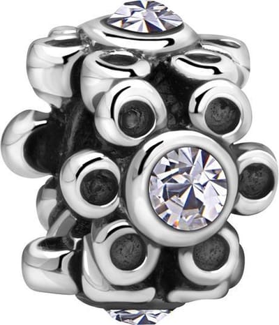 Quiges - 925 - Zilveren - Bedels -Sterling zilver - Beads - Bloem met Zirkonia Kraal Charm - Geschikt – voor - alle bekende merken - Armband Z514