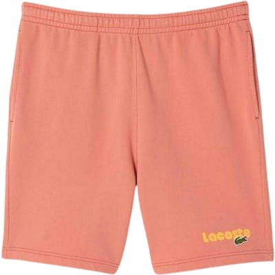 Lacoste Heren Biologisch Katoenen Korte Broek met Grafische Print (Rood vervaagd)