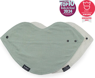2 stuks in 1 verpakking: 3-in-1 Bib - Pale Green - XL spuugdoek, slabber en bandana in 1! - katoen - dubbellaags - groen - hydrofiel, badstof - halsdoekje