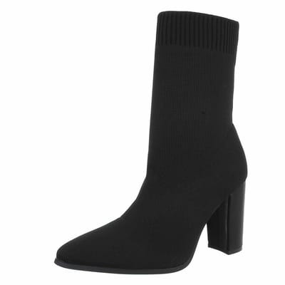 ZoeZo Design - elegante - comfortabele - soklaarsjes - soklaarzen - stretch - zwart - enkellaarzen - elastische stof - maat 36 - hakhoogte 9 cm