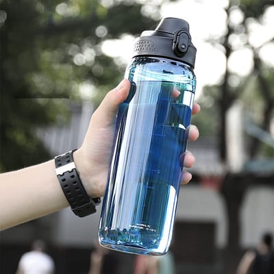 TSQIBU Grote Capaciteit Waterfles, 600ml, 800ml, 1000ml, 1500ml, 2000ml, Ultralichtgewicht, Lekvrij, Draagbaar, Hittebestendig (100°C), Koken gray