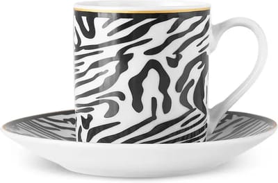 Karaca Zebra - Koffiekopjes met Onderzetters - voor 2 Personen