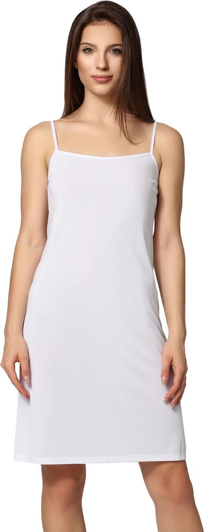 Bellivalini BLV-ME-6277 Dames Onderjurk - Nachthemd - kort - vierkante hals - verstelbare Spaghetti bandjes - Viscose - Wit - M
