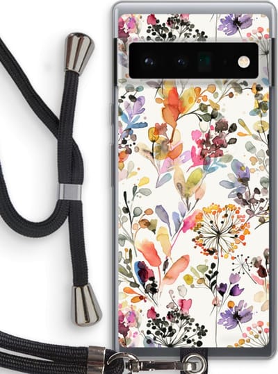 Case Company® - Hoesje met koord geschikt voor Google Pixel 6 Pro hoesje met Koord - Wilde grassen - Telefoonhoesje met Zwart Koord - Bescherming aan alle Kanten en Over de Schermrand