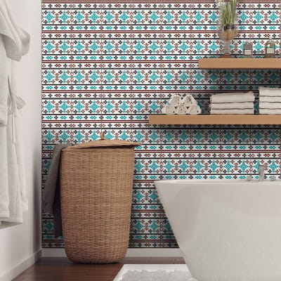 Zelfklevende muurtegelstickers voor keuken en badkamer - 30 ISIRO Etnische cementtegelstickers - 30 stickers 20x20cm
