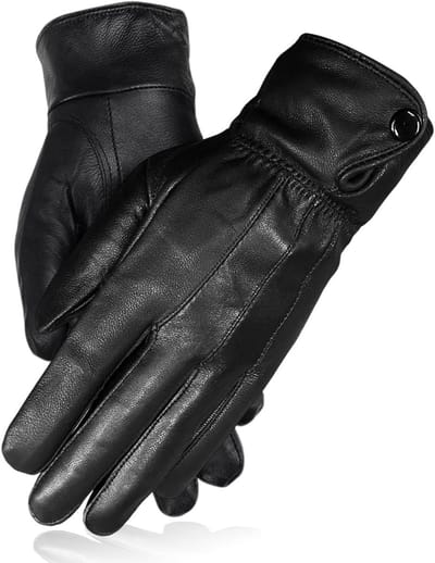 Dames Leren Handschoenen met Waterdichte Eigenschappen, Warme Voering en Touchscreen Functie voor Winter, Perfect voor Autorijden en Motoren