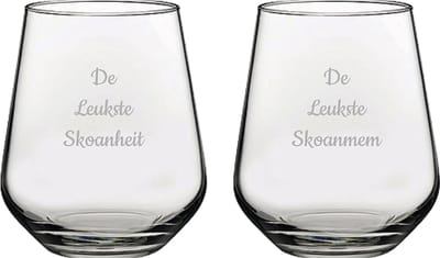 Gegraveerde Drinkglas 42,5cl De Leukste Skoanheit-De Leukste Skoanmem